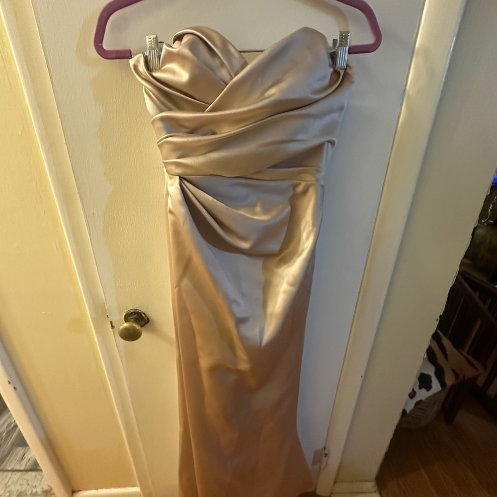 Strapless Satin Gown in Luxurious Gold